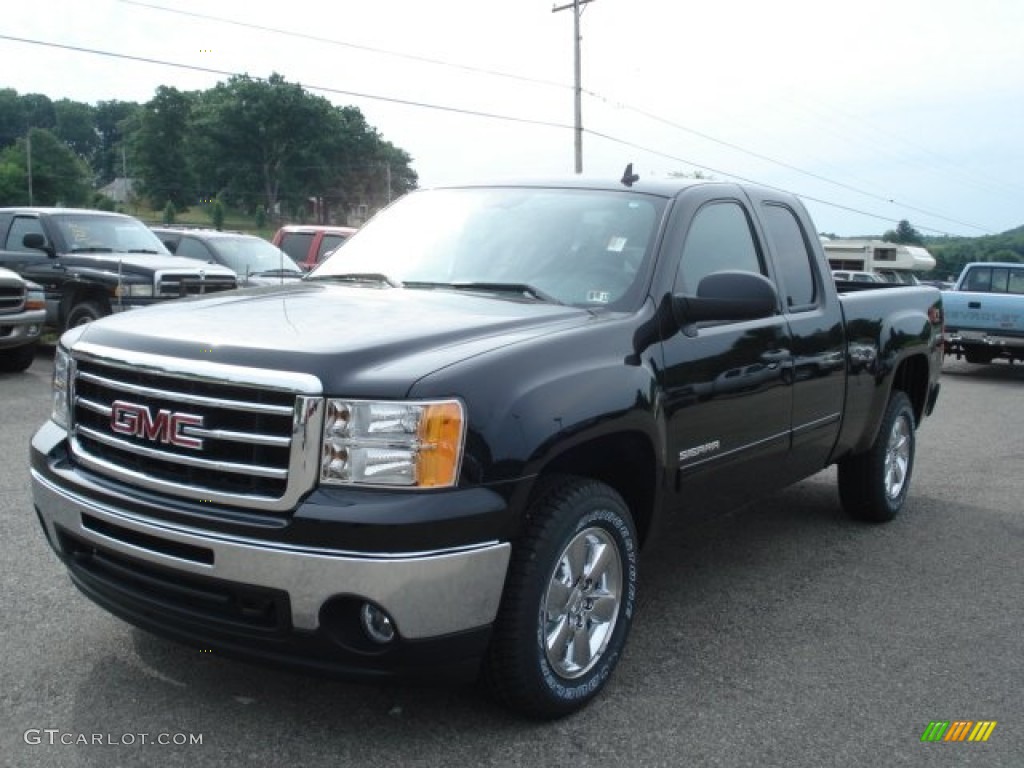 2013 Sierra 1500 SLE Extended Cab 4x4 - Onyx Black / Ebony photo #2