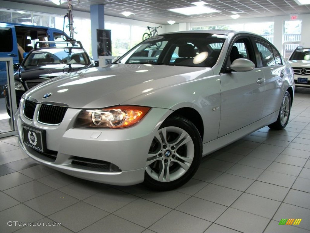 2008 3 Series 328xi Sedan - Titanium Silver Metallic / Black photo #1