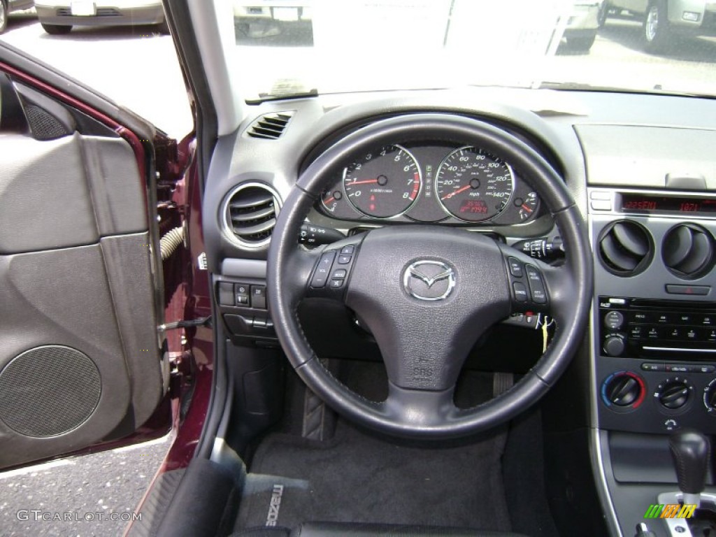 2007 Mazda MAZDA6 s Grand Touring Sedan Black Steering Wheel Photo #68016204