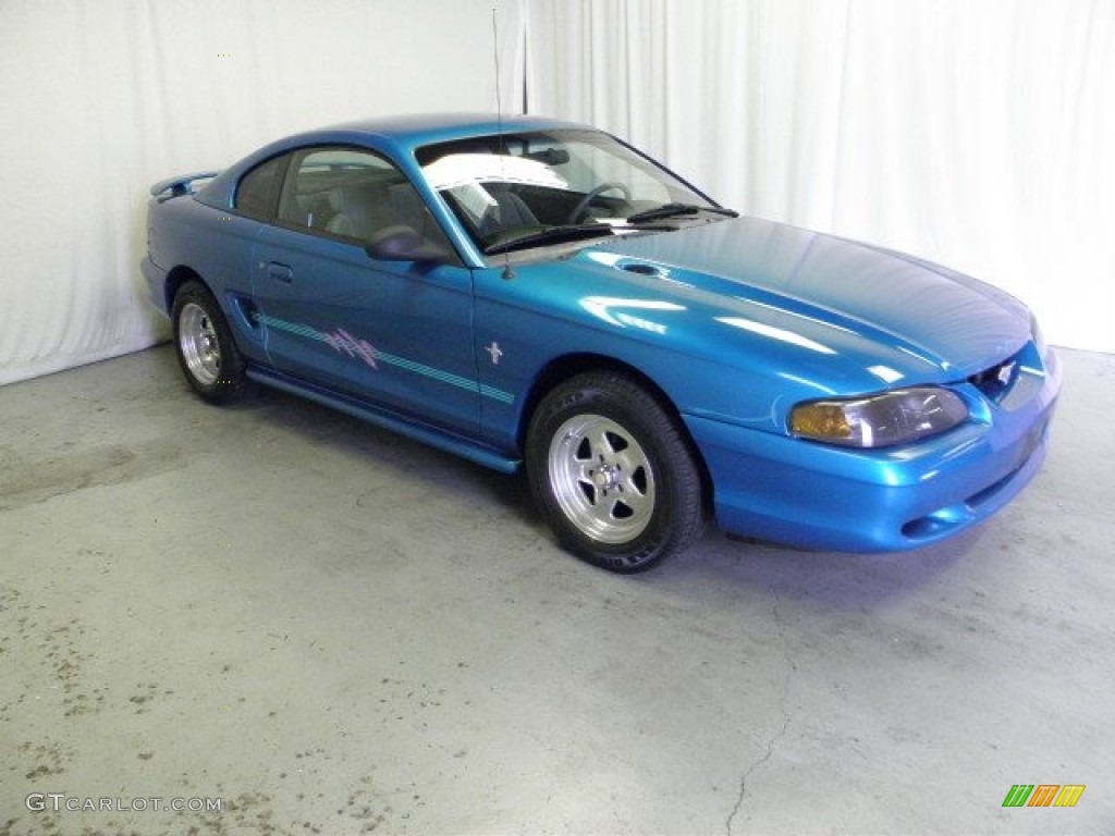 1995 Mustang V6 Coupe - Sapphire Blue Metallic / Gray photo #1