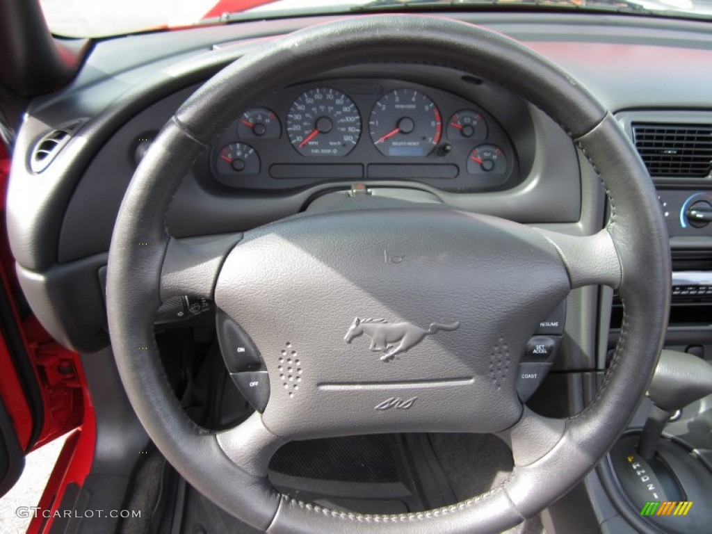 2004 Ford Mustang V6 Convertible Dark Charcoal Steering Wheel Photo #68025374