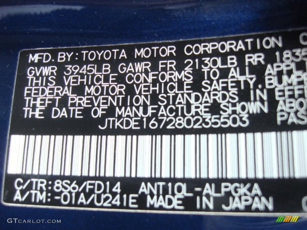 2008 tC Color Code 8S6 for Nautical Blue Metallic Photo #68028963