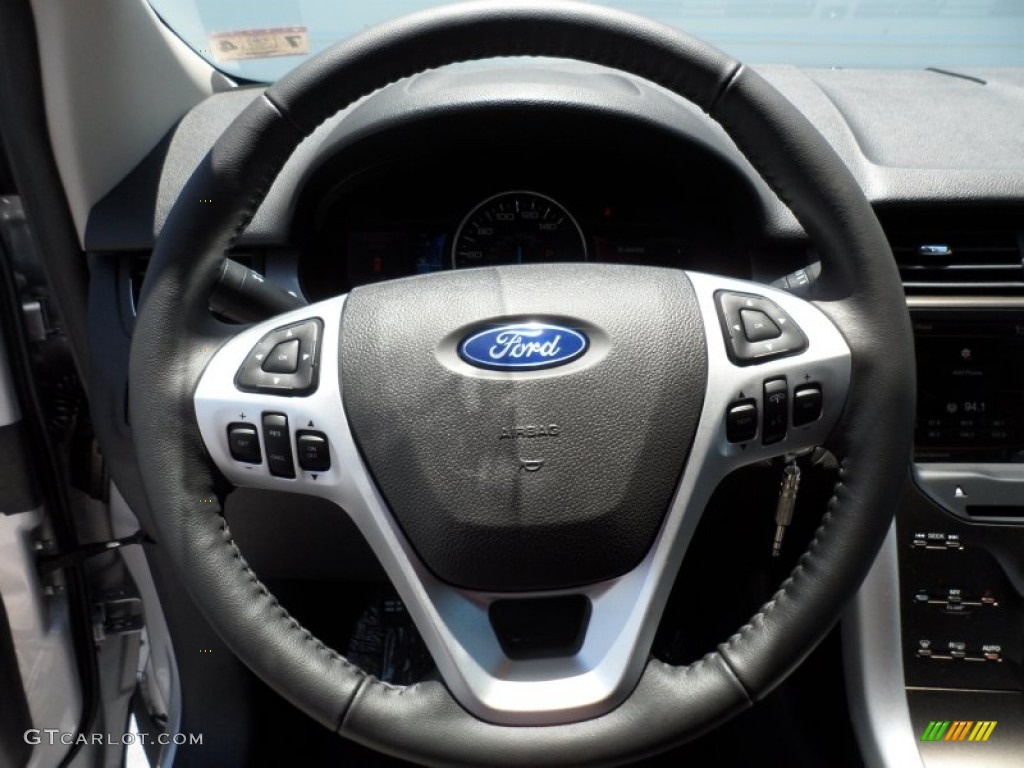 2013 Ford Edge SEL EcoBoost SEL Appearance Charcoal Black/Gray Alcantara Steering Wheel Photo #68031772