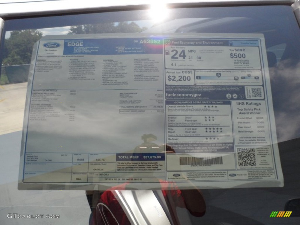 2013 Ford Edge SEL EcoBoost Window Sticker Photos