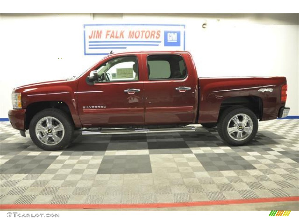 2013 Silverado 1500 LTZ Crew Cab 4x4 - Deep Ruby Metallic / Light Cashmere/Dark Cashmere photo #3