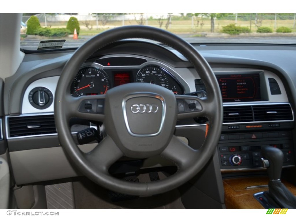 2009 Audi A6 3.0T quattro Sedan Cardamom Beige Steering Wheel Photo #68034125