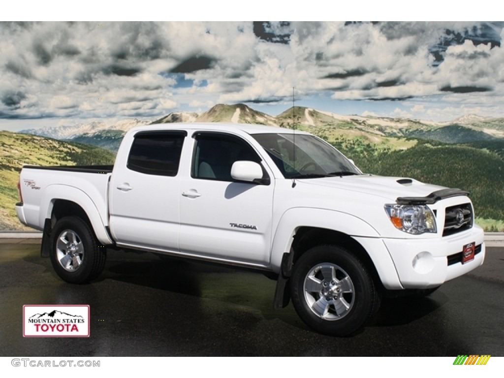 2008 Tacoma V6 TRD Sport Double Cab 4x4 - Super White / Graphite Gray photo #1