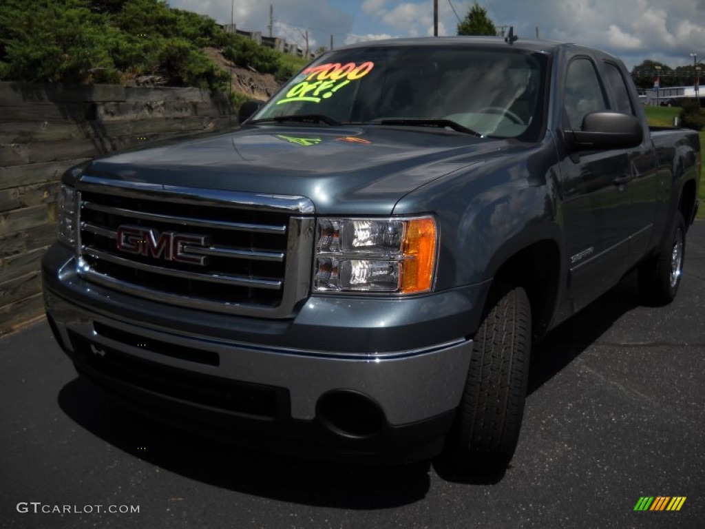 2012 Sierra 1500 SLE Extended Cab - Stealth Gray Metallic / Dark Titanium/Light Titanium photo #1