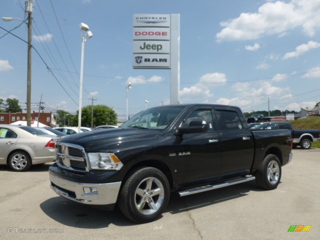 2010 Ram 1500 Big Horn Crew Cab 4x4 - Brilliant Black Crystal Pearl / Dark Slate/Medium Graystone photo #1