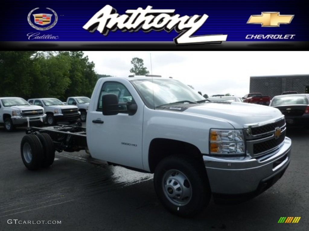 2012 Silverado 3500HD WT Regular Cab 4x4 Chassis - Summit White / Dark Titanium photo #1