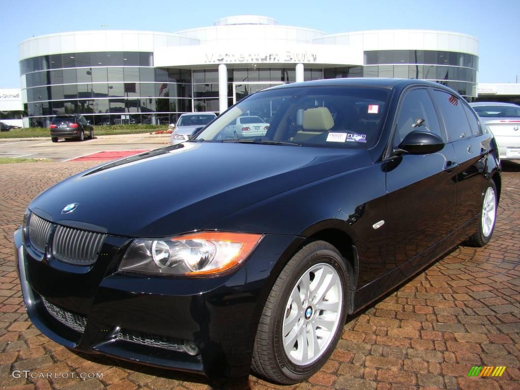 2007 3 Series 328i Sedan - Jet Black / Beige photo #1