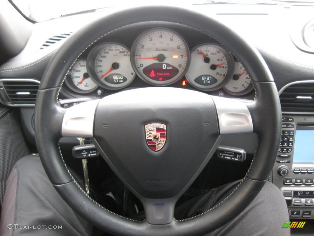 2007 Porsche 911 Turbo Coupe Black Steering Wheel Photo #68063114