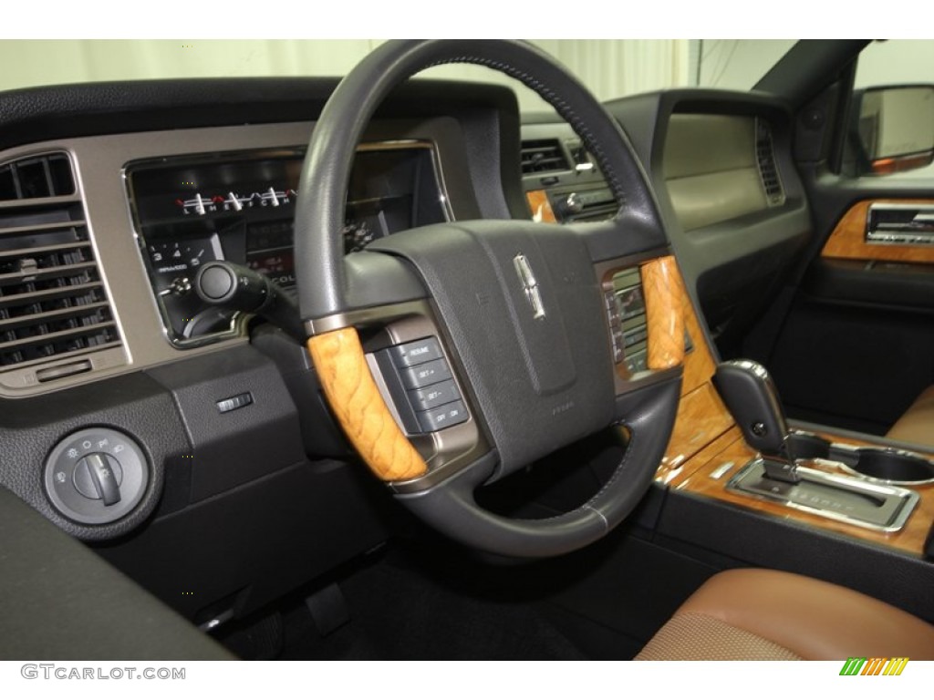 2011 Lincoln Navigator Limited Edition Canyon/Black Steering Wheel Photo #68068498