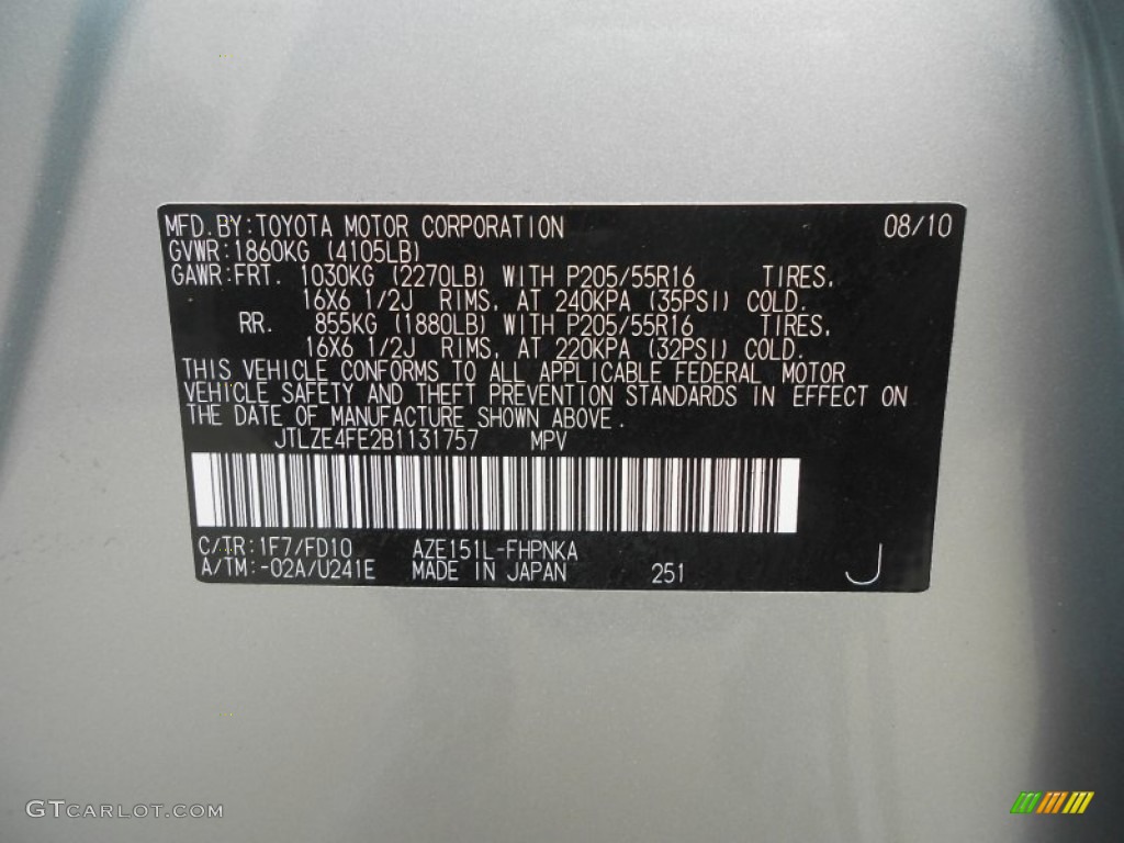 2011 xB Color Code 1F7 for Classic Silver Metallic Photo #68069393