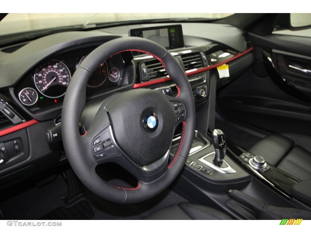 Black/Red Highlight Interior 2012 BMW 3 Series 328i Sedan Photo #68070050