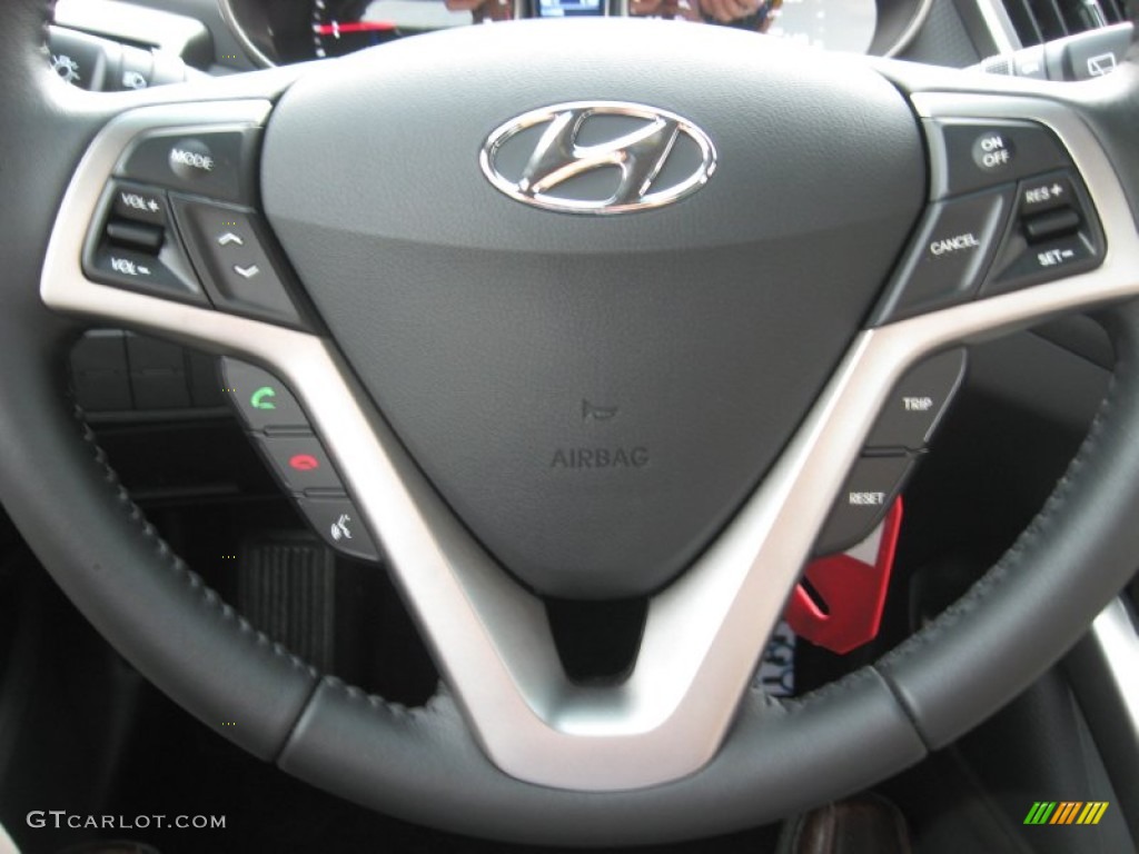 2013 Hyundai Veloster Standard Veloster Model Black Steering Wheel Photo #68070719