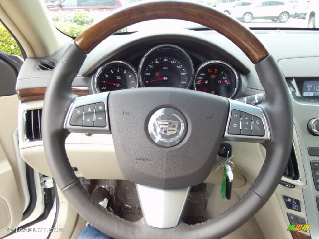 2012 Cadillac CTS 3.0 Sedan Cashmere/Cocoa Steering Wheel Photo #68074682
