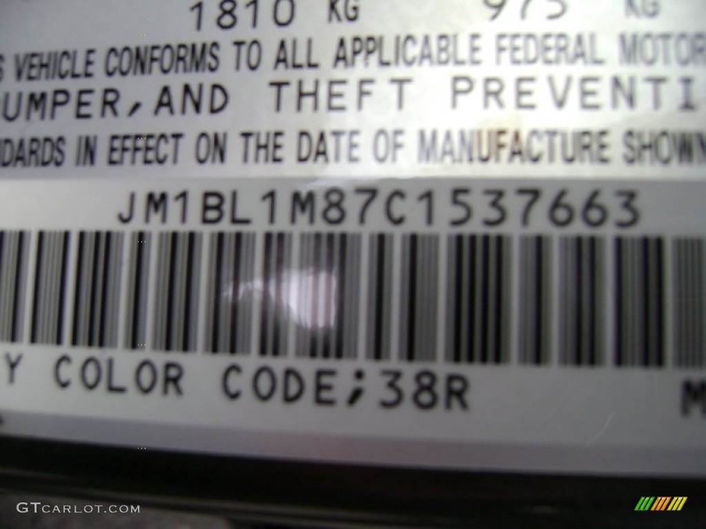 2012 MAZDA3 Color Code 38R for Graphite Mica Photo #68079896