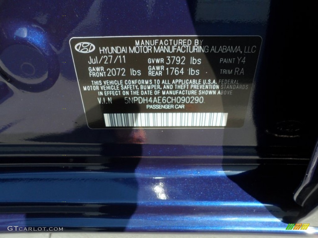 2012 Elantra Limited - Indigo Night Blue / Gray photo #46