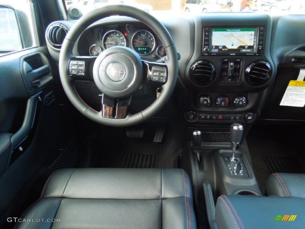 2012 Jeep Wrangler Unlimited Altitude 4x4 Altitude Edition Black/Radar Red Stitch Dashboard Photo #68090180