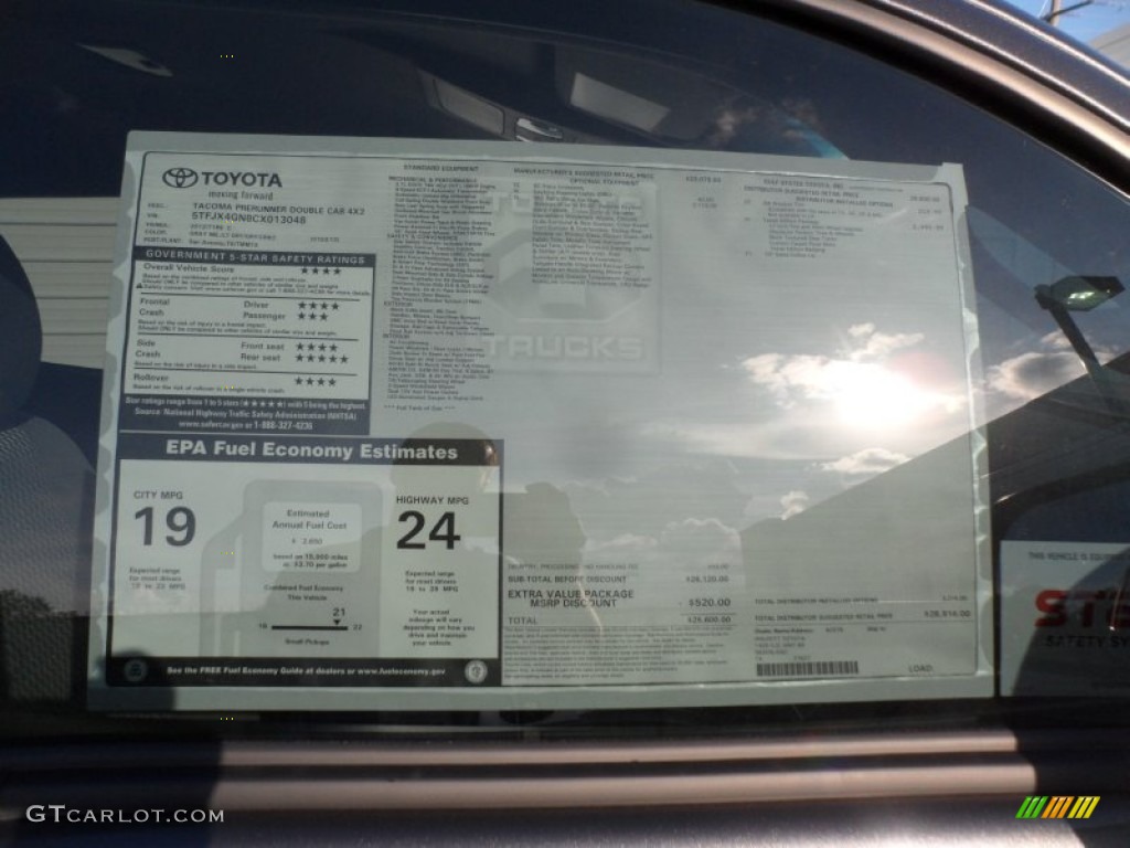 2012 Tacoma SR5 Prerunner Double Cab - Magnetic Gray Mica / Graphite photo #31