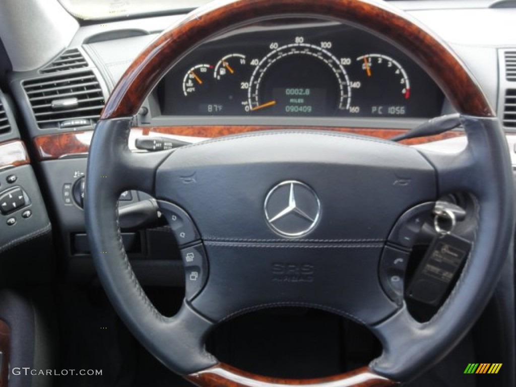 2003 Mercedes-Benz S 600 Sedan Charcoal Steering Wheel Photo #68094734