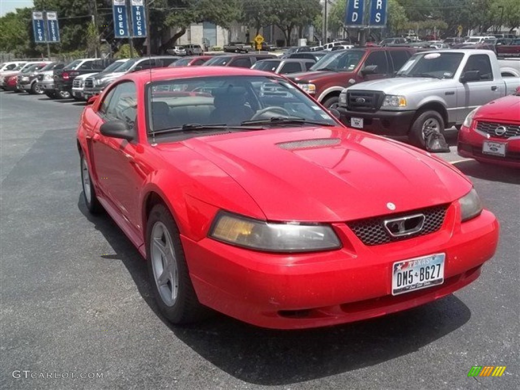 2001 Mustang V6 Coupe - Performance Red / Medium Parchment photo #9