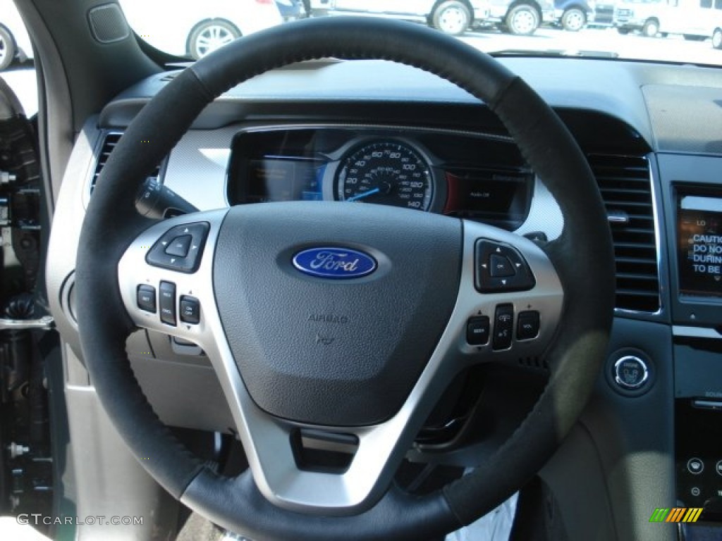 2013 Ford Taurus SHO AWD SHO Charcoal Black/Mayan Gray Miko Suede Steering Wheel Photo #68113298