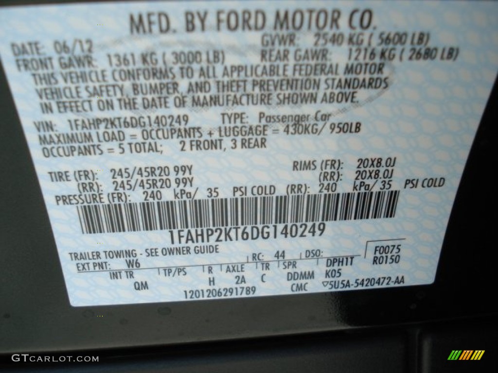 2013 Taurus Color Code W6 for Green Gem Metallic Photo #68113337