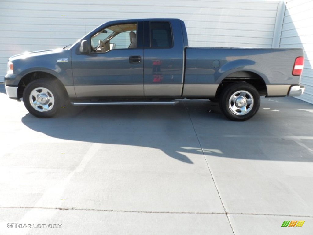 2004 F150 XLT SuperCab - Medium Wedgewood Blue Metallic / Tan photo #5