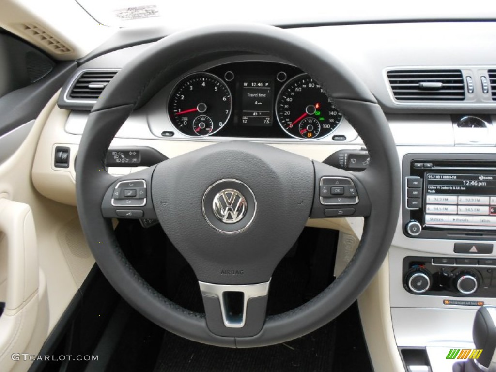 2013 Volkswagen CC Sport Desert Beige/Black Steering Wheel Photo #68121131