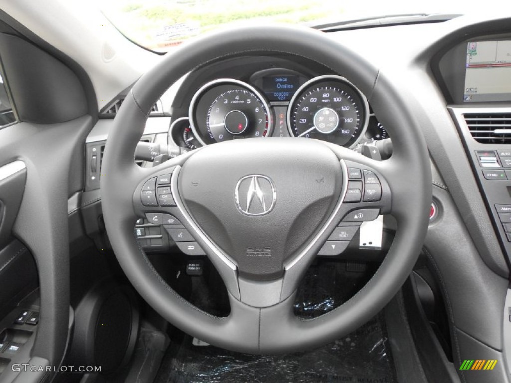 2012 Acura ZDX SH-AWD Technology Ebony Steering Wheel Photo #68124806