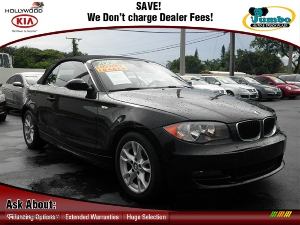 2008 1 Series 128i Convertible - Jet Black / Coral Red photo #1