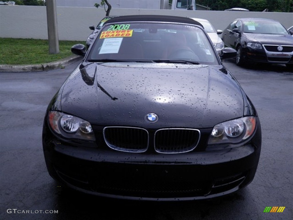 2008 1 Series 128i Convertible - Jet Black / Coral Red photo #6