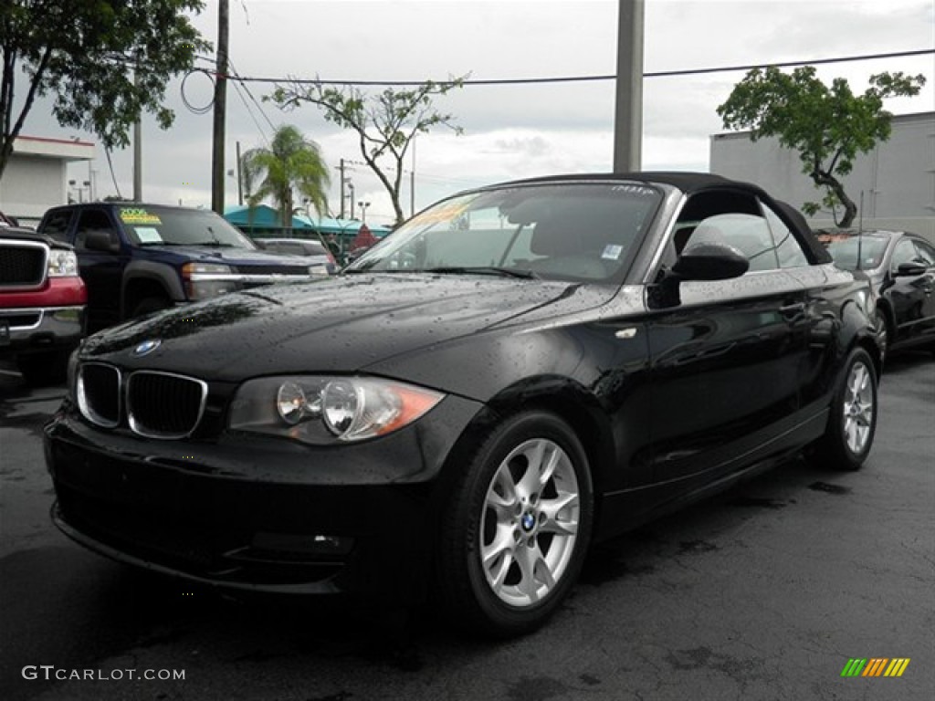 2008 1 Series 128i Convertible - Jet Black / Coral Red photo #9