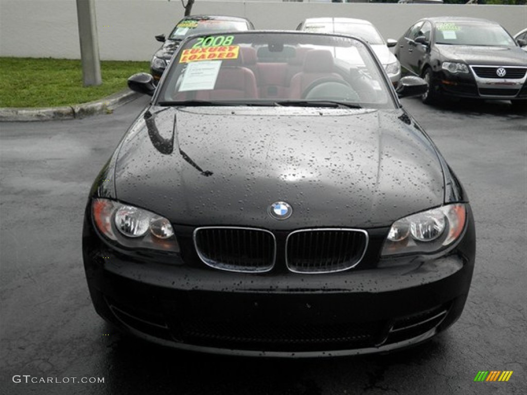 2008 1 Series 128i Convertible - Jet Black / Coral Red photo #21