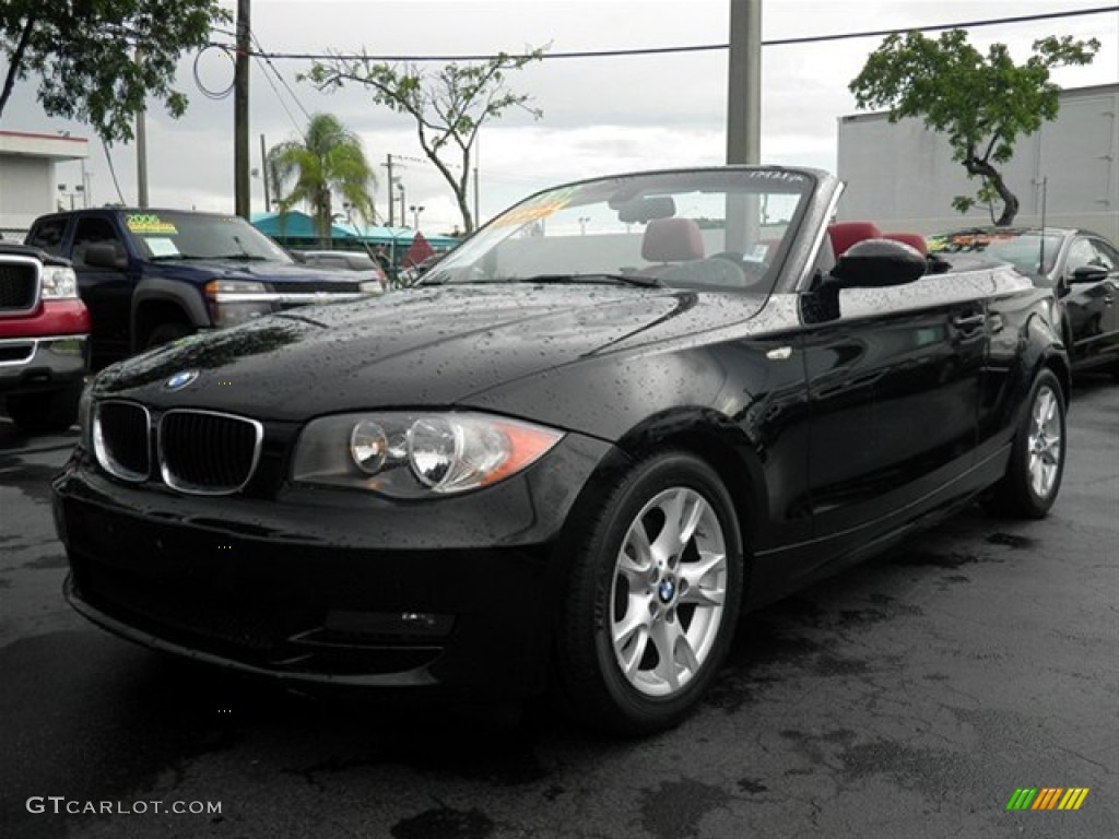 2008 1 Series 128i Convertible - Jet Black / Coral Red photo #22