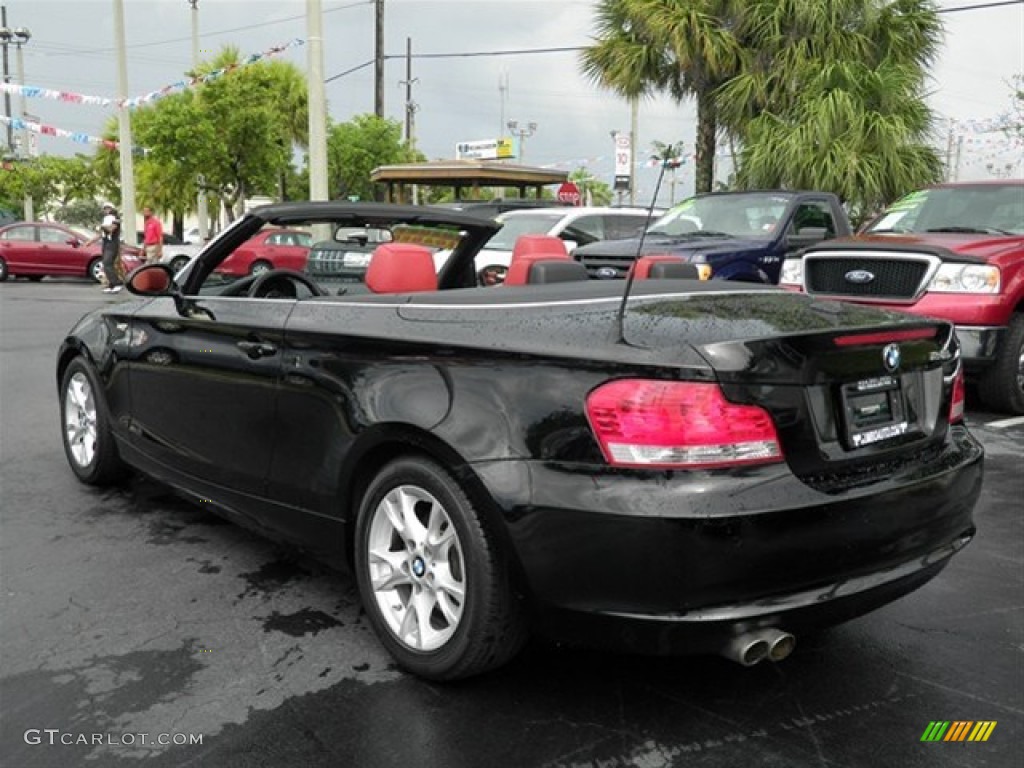 2008 1 Series 128i Convertible - Jet Black / Coral Red photo #24