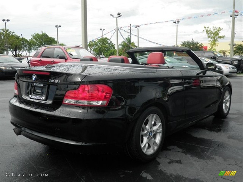 2008 1 Series 128i Convertible - Jet Black / Coral Red photo #25