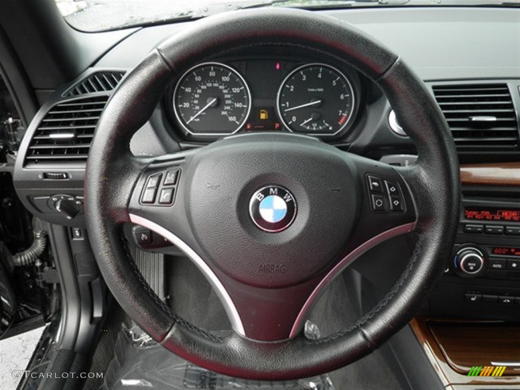 2008 BMW 1 Series 128i Convertible Coral Red Steering Wheel Photo #68125466