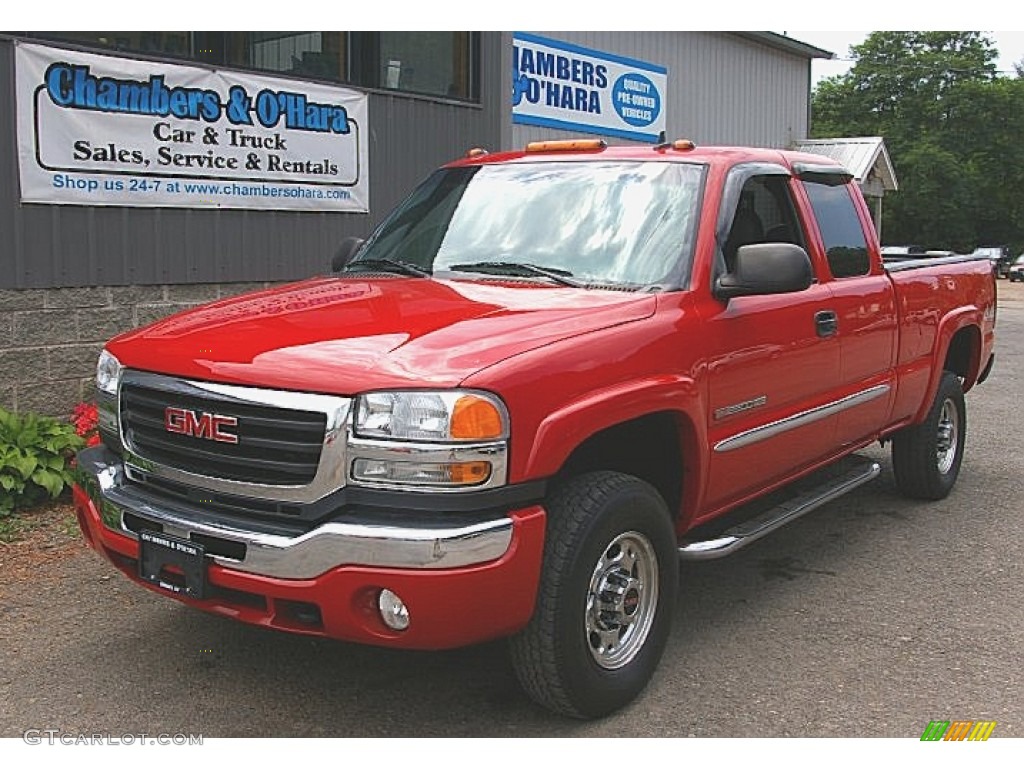 2006 Sierra 2500HD SLT Extended Cab 4x4 - Fire Red / Dark Pewter photo #1