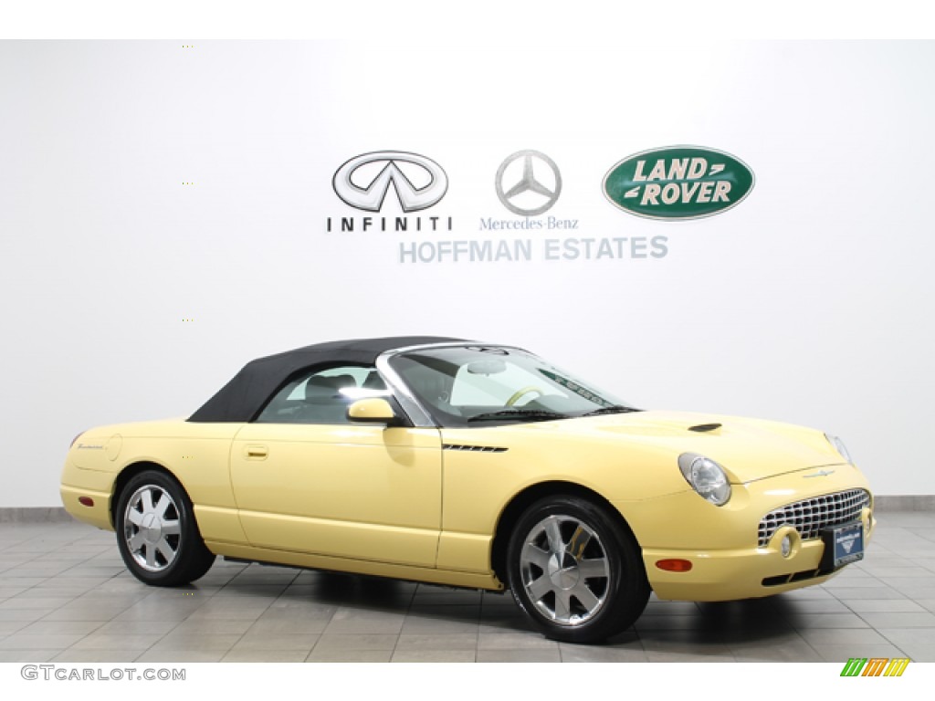 2002 Thunderbird Premium Roadster - Inspiration Yellow / Midnight Black photo #1