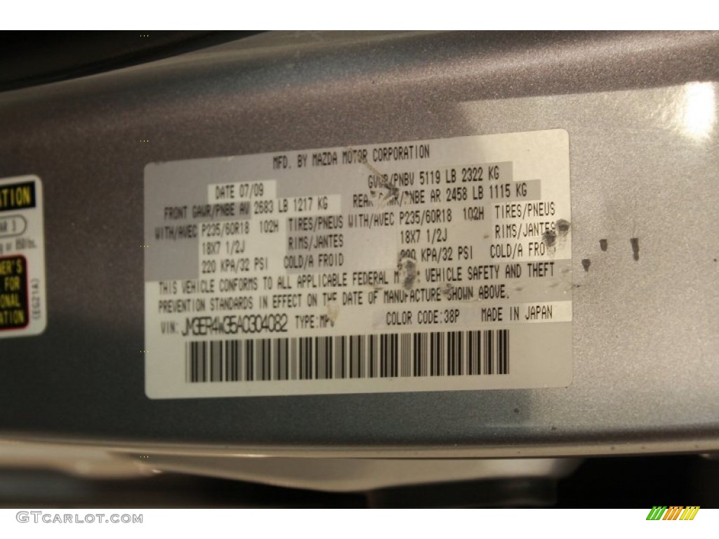 2010 CX-7 Color Code 38P for Liquid Silver Metallic Photo #68133824