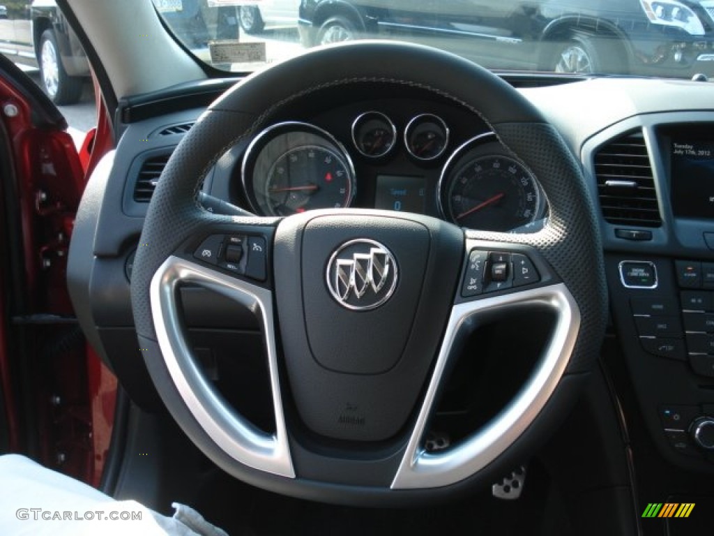 2012 Buick Regal GS Ebony Steering Wheel Photo #68136122