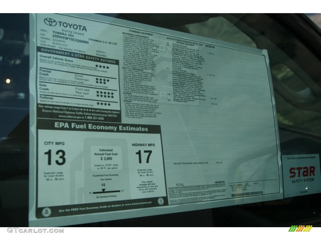 2012 Tundra Platinum CrewMax 4x4 - Black / Graphite photo #11