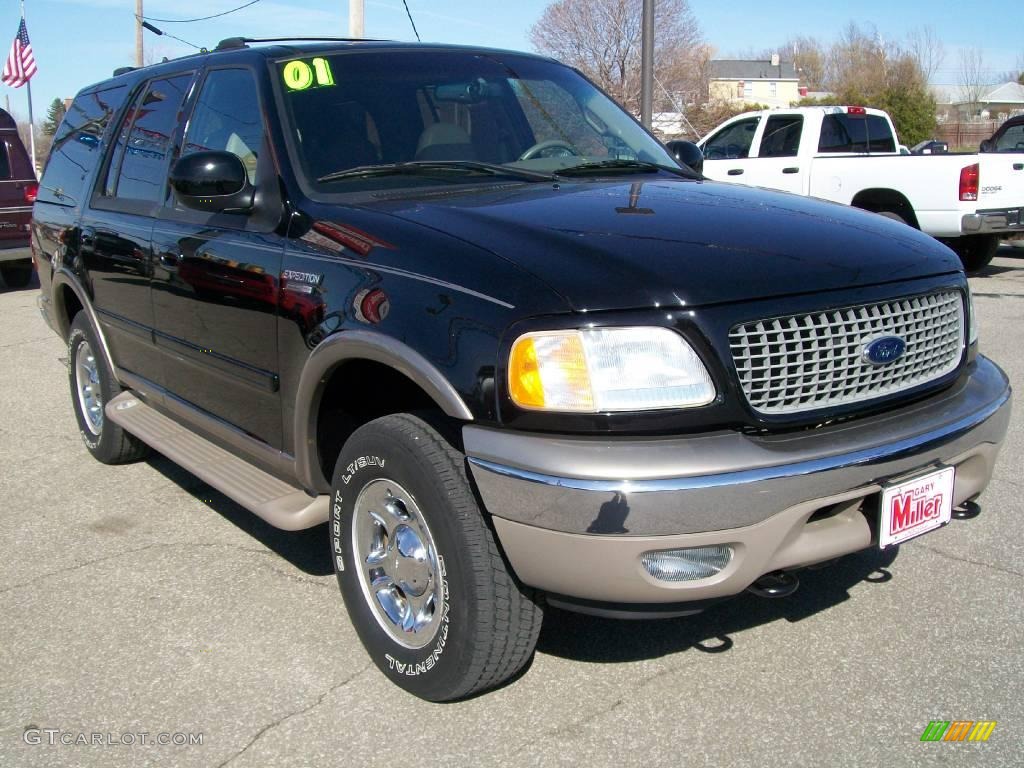 2001 Expedition Eddie Bauer 4x4 - Black Clearcoat / Medium Parchment photo #7