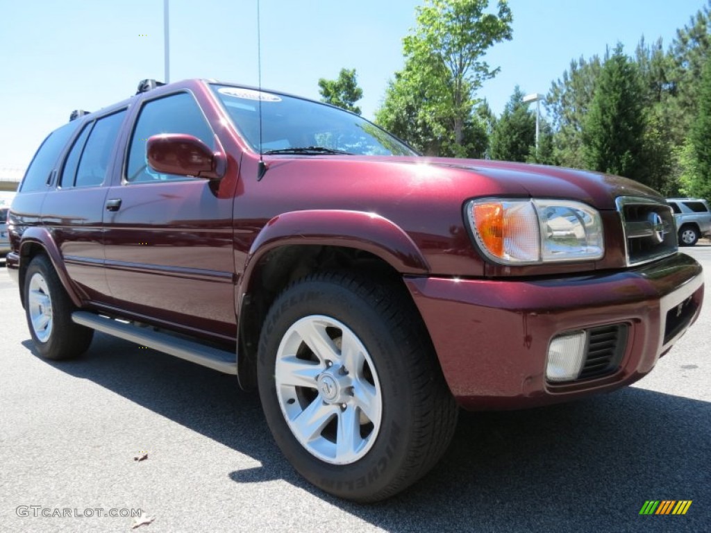 2003 Pathfinder LE - Merlot Red Pearl / Beige photo #4