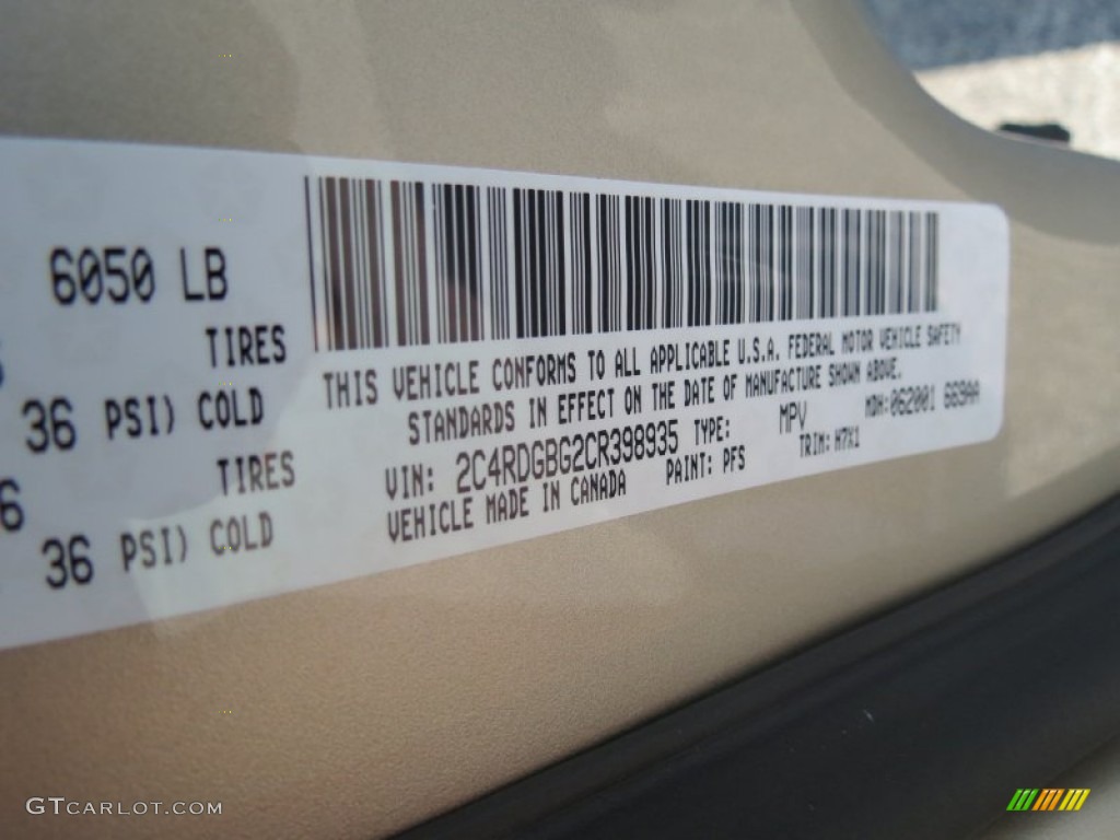 2012 Grand Caravan Color Code PFS for Cashmere Pearl Photo #68159628