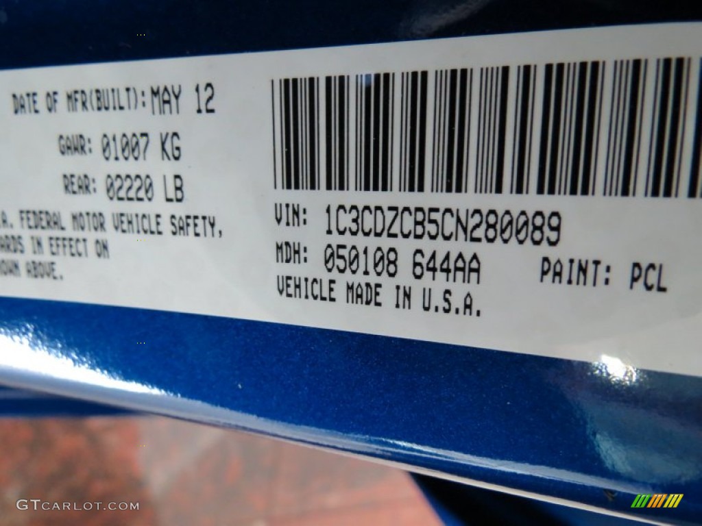 2012 Avenger Color Code PCL for Blue Streak Pearl Photo #68159826
