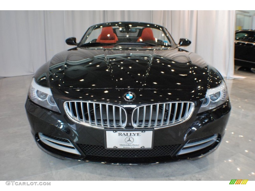 2010 Z4 sDrive35i Roadster - Black Sapphire Metallic / Coral Red photo #2